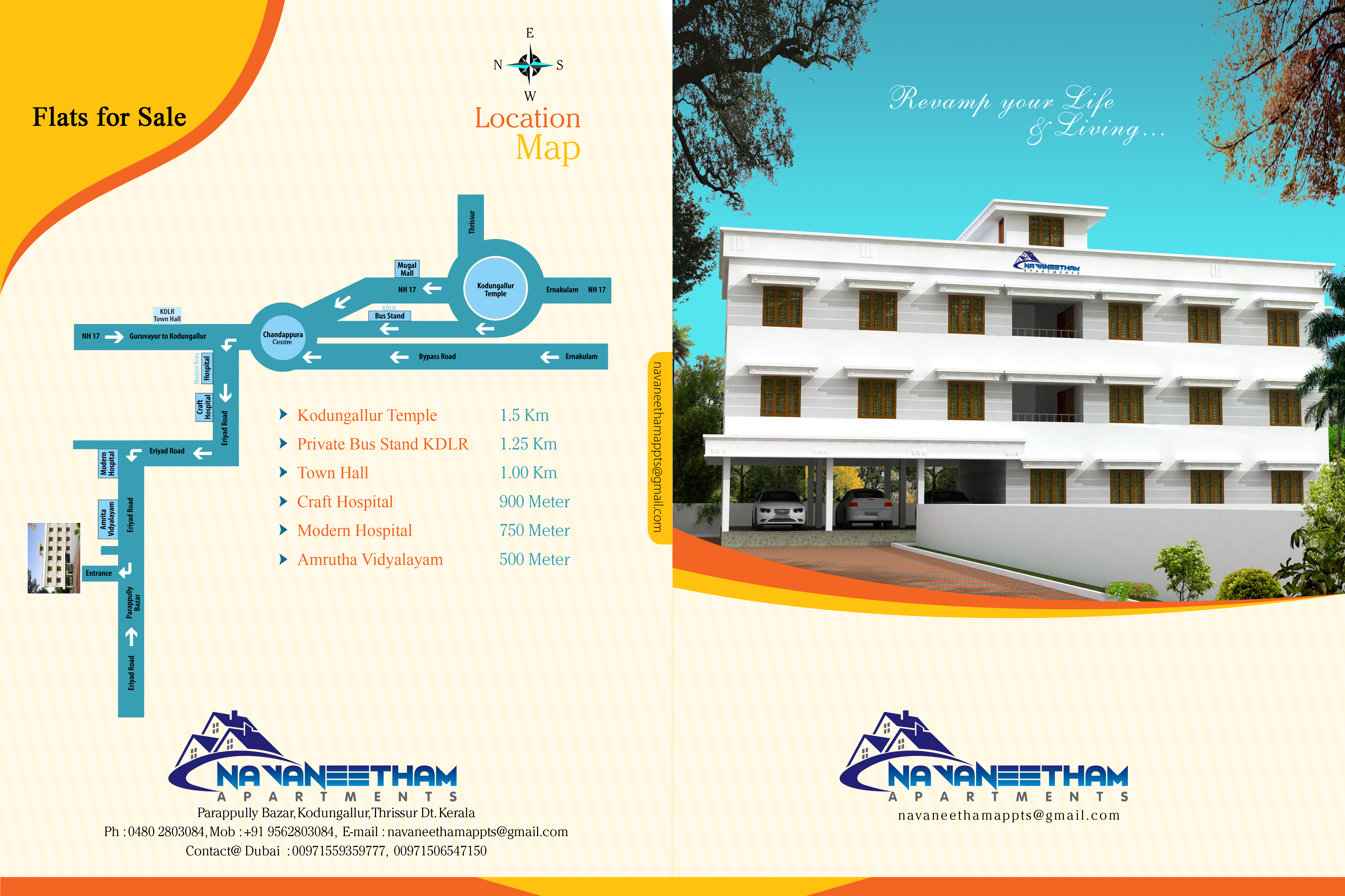 Residential Building With Five 3 Bedroom Apartments For Sale Near Kodungallur Temple
